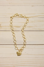 Load image into Gallery viewer, Hammered Heart Toggle Necklace Gold