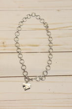 Load image into Gallery viewer, Hammered Heart Toggle Necklace Silver