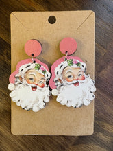Load image into Gallery viewer, Wooden Santa Earrings
