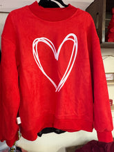 Load image into Gallery viewer, Red shirt with a white heart design on a white background
