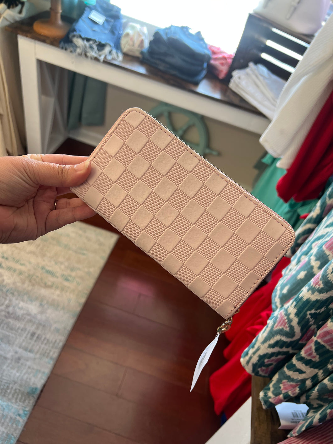 Pink Checkered Wallet