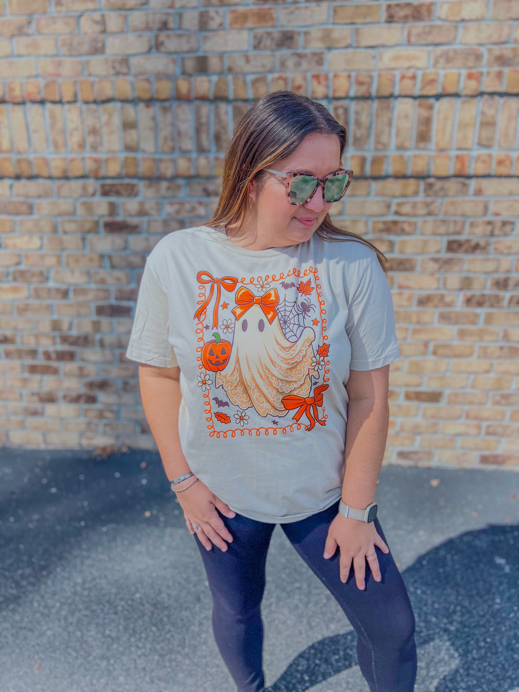 Ghost and Pumpkin Bow Tee