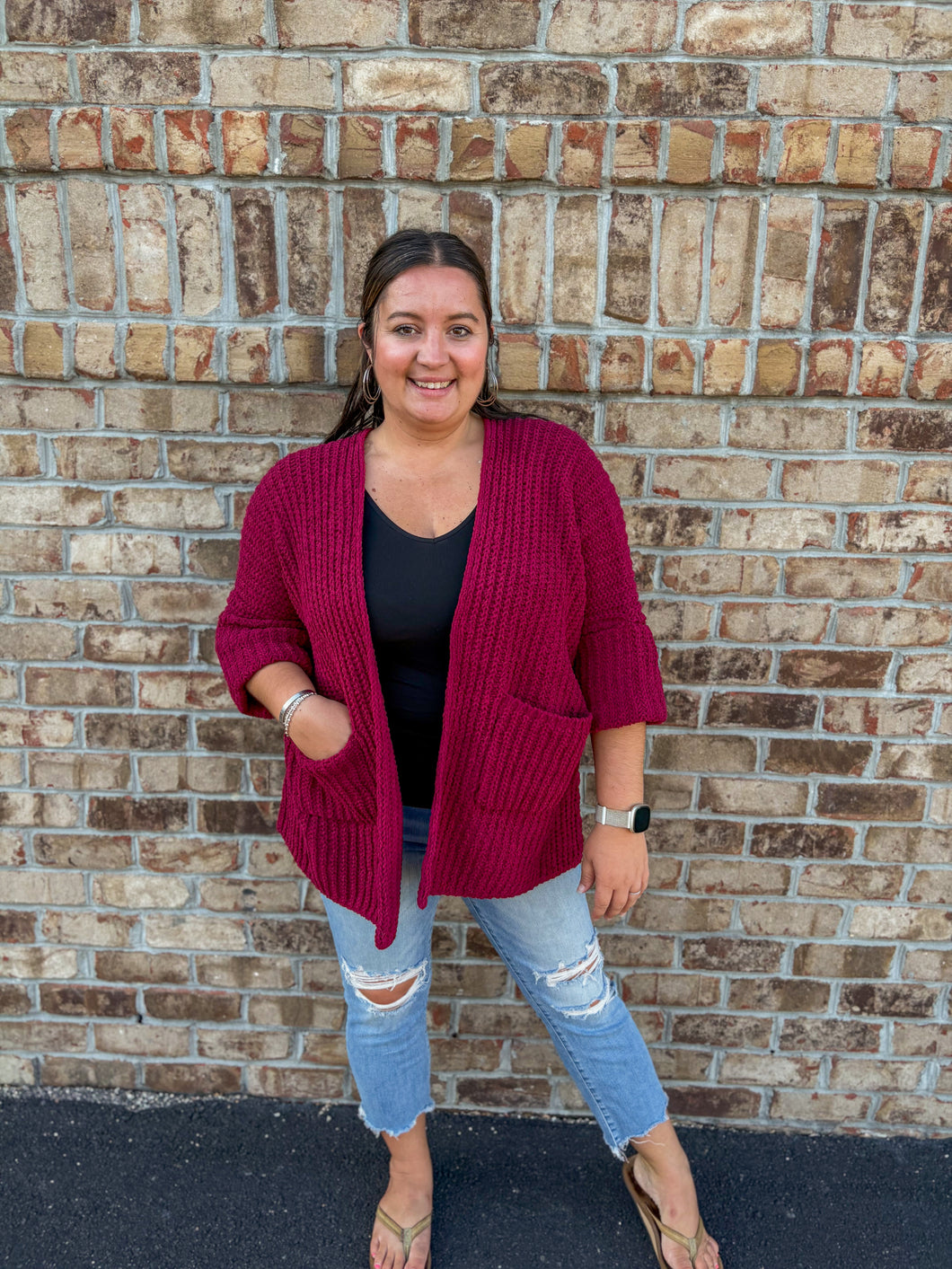 3/4 Sleeve Oversized Cardigan