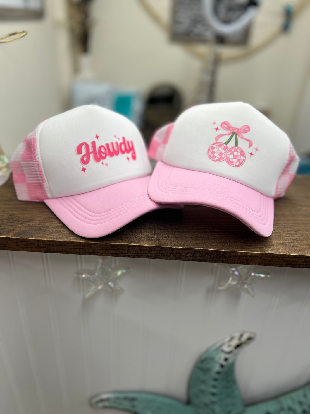 Pink Check Trucker Hat