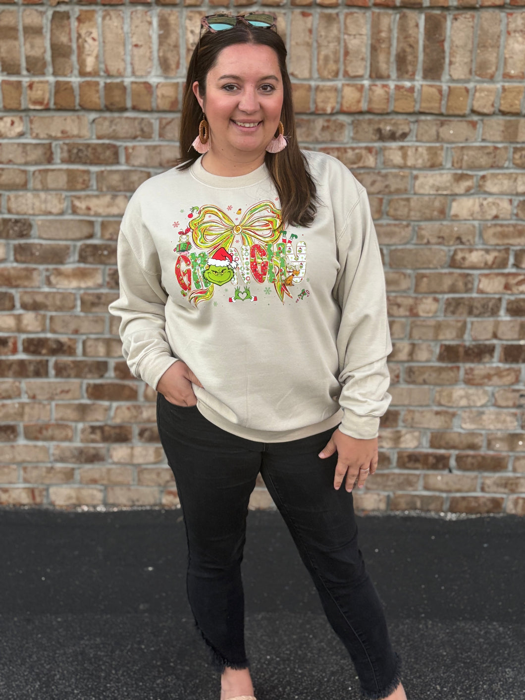 Grinchy Bow Sweatshirt