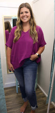 Load image into Gallery viewer, Woven Airflow V-Neck Dolman Short Sleeve Top
