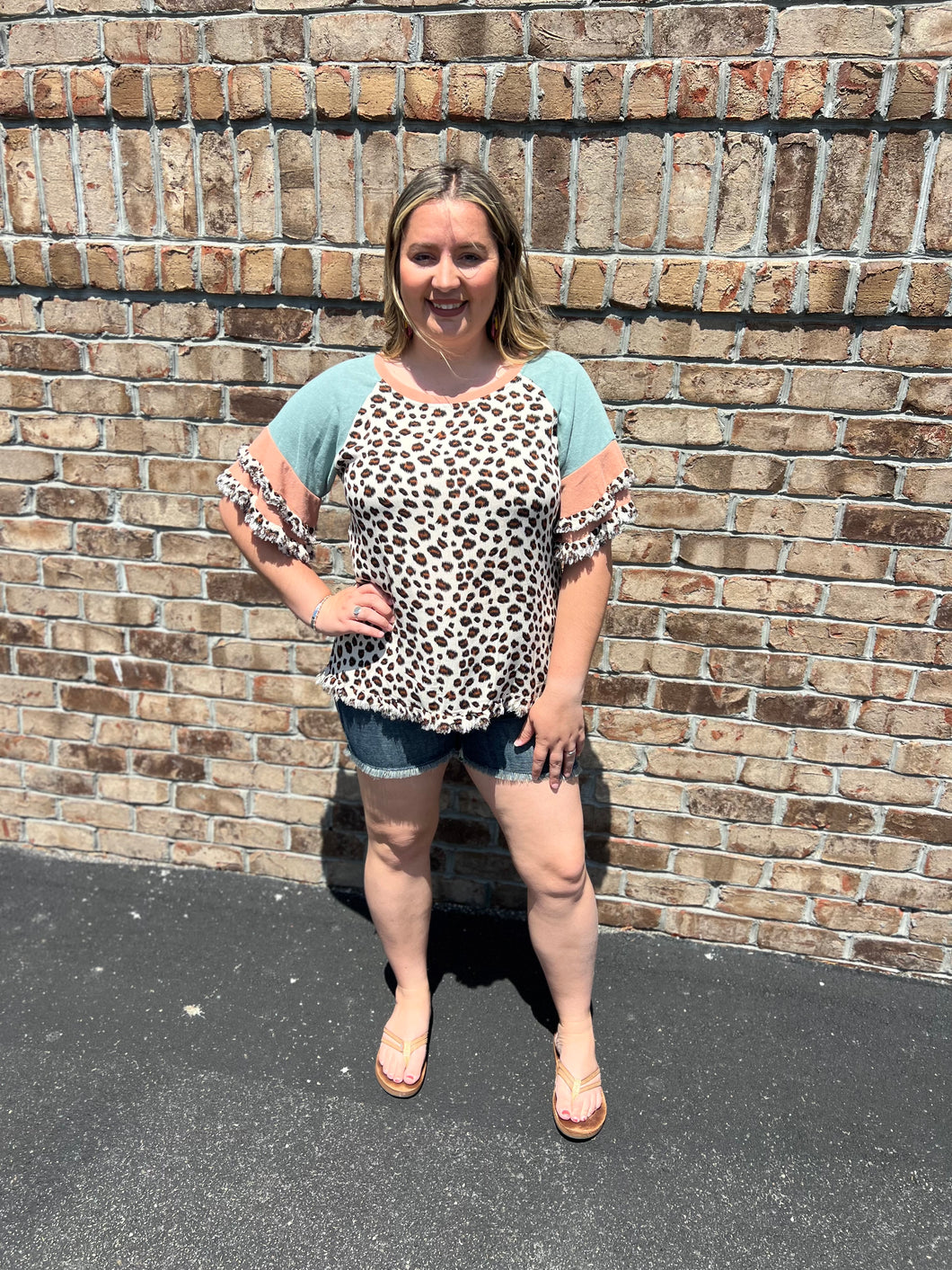 Mint Ruffle Sleeve Top