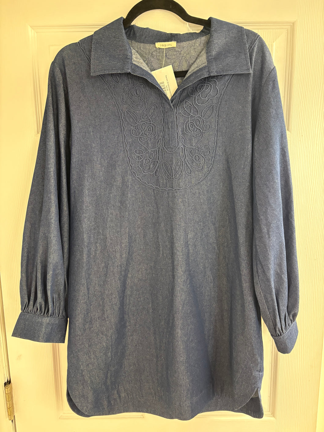 Denim Embroidered Dress