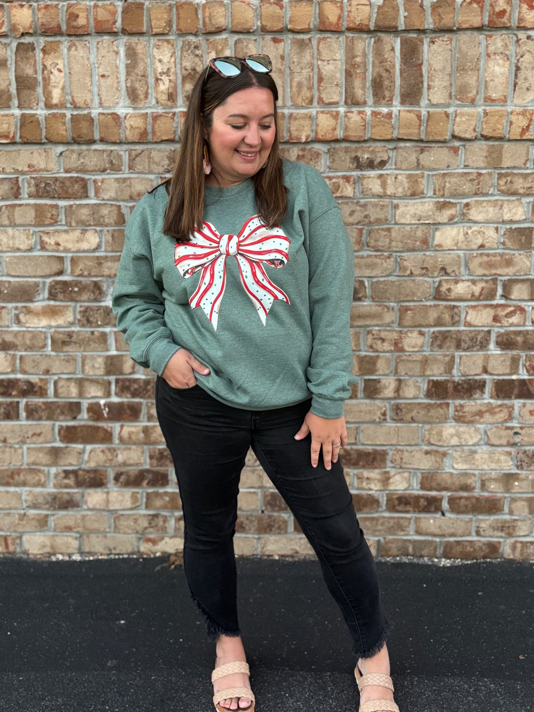 Christmas Tree Cake Bow Sweatshirt