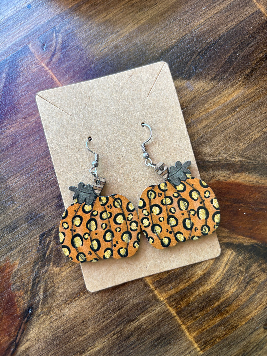 Wooden Pumpkin Earrings