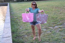 Load image into Gallery viewer, Large Striped PVC Tote
