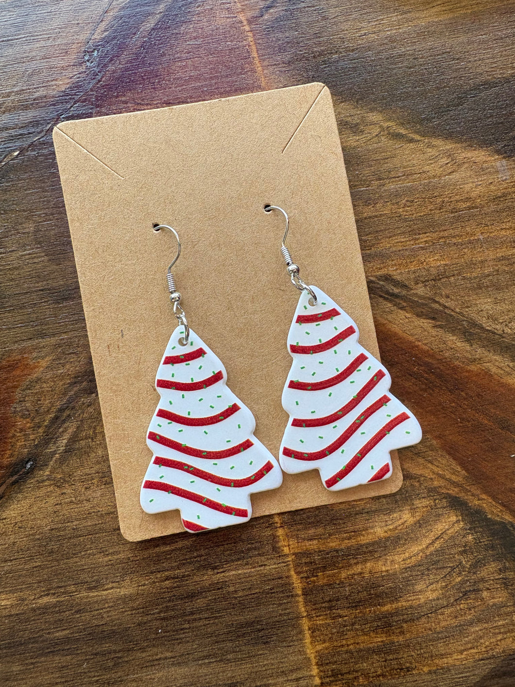 White Christmas Tree Earrings