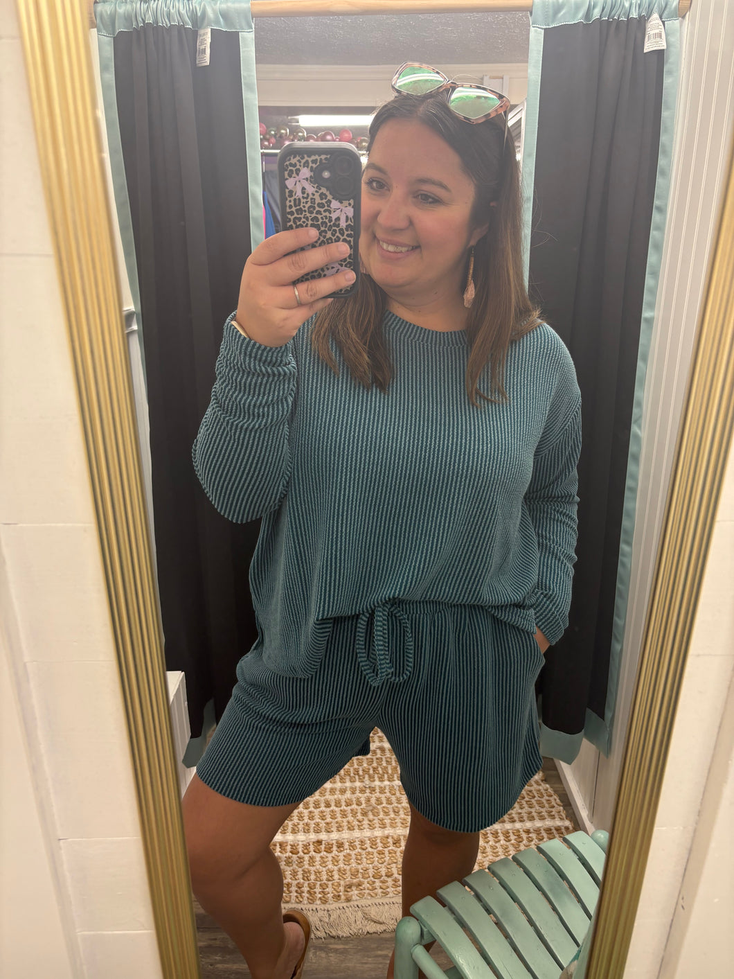 Raised Rib Long Sleeve/ Shorts set