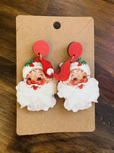 Load image into Gallery viewer, Wooden Santa Earrings

